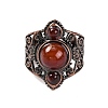 Natural Carnelian Retro Finger Rings RJEW-B067-01R-14-2