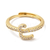 Rack Plating Brass Cubic Zirconia Arabic Letters Adjustable Rings for Women RJEW-S407-10G-16-2