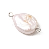 Baroque Natural Keshi Pearl Nuggets Connector Charms with 304 Stainless Steel Double Loops PALLOY-JF04390-02-4