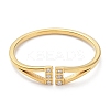 Ion Plating(IP) 304 Stainless Steel Triangle Open Cuff Ring with Cubic Zirconia RJEW-K224-09G-2