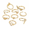 9Pcs 9 Style Brass Micro Pave Clear Cubic Zirconia Cuff Rings RJEW-LS0001-47G-4