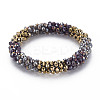 Crochet Glass Beads Braided Stretch Bracelet BJEW-T016-08H-1