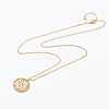 Brass Micro Pave Clear Cubic Zirconia Pendant Necklaces NJEW-E153-01R-2