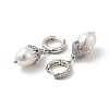 ABS Imitation Pearls Drop Dangle Hoop Earrings with Clear Cubic Zirconia EJEW-F288-02P-2