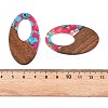 Transparent Resin and Walnut Wood Pendants RESI-T057-02K-4