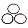 3Pcs 3 Style Natural & Synthetic Mixed Stone Round Beaded Stretch Bracelets BJEW-JB10178-02-4
