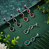 3 Pairs 3 Colors Glass Teardrop Dangle Stud Earrings with Rhinestone EJEW-AN0003-98-7