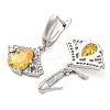 Brass Pave Cubic Zirconia Ginkgo Leaf Hoop Earrings for Women EJEW-I304-30P-3