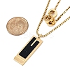Ion Plating(IP) 304 Stainless Steel Black Enamel Rectangle Pendant Chain Necklaces for Women NJEW-M078-04-4