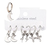 Non-Tarnish 3 Pairs 3 Styles 304 Stainless Steel Hoop Dangle Earrings for Women EJEW-K279-09A-P-1