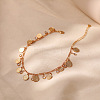 Brass with Crystal Rhinestone Disc Tassel Anklets for Women FS-WGDFF3C-01-4