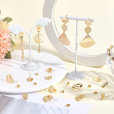 16Pcs 4 Styles Brass Stud Earring Findings KK-BBC0027-78-1