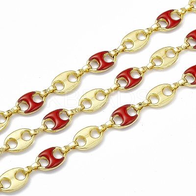 Handmade Enamel Coffee Bean Link Chains CHC-F015-12G-02-1