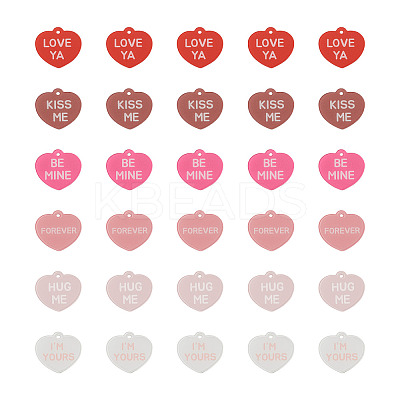 30Pcs 6 Colors Valentine's Day Opaque Acrylic Pendants SACR-BT0001-03-1