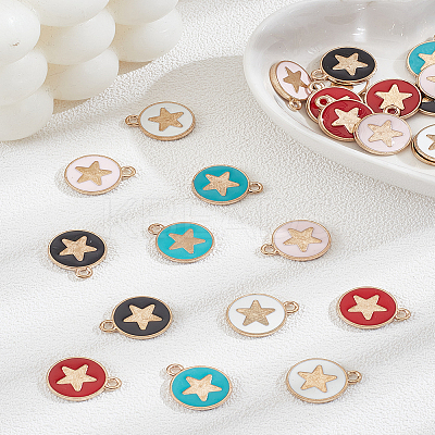 30Pcs 5 Colors Alloy Enamel Pendants ENAM-LP0002-41-1