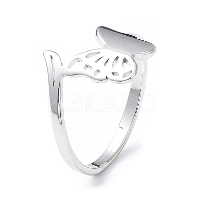 Non-Tarnish 304 Stainless Steel Hollow Out Butterfly Adjustable Ring for Women RJEW-I097-03P-1