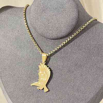 201 Stainless Steel Eagle Pendant Necklaces NJEW-H055-06G-1
