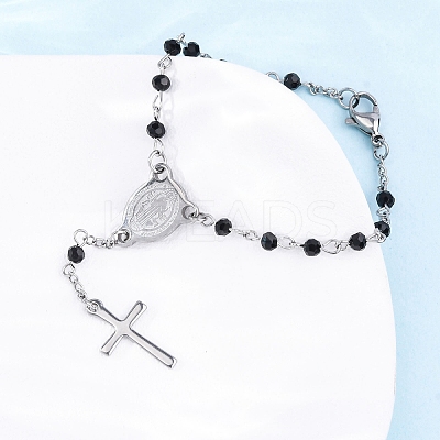 Glass Beads Rosary Bracelets BJEW-A032-04P-01-1