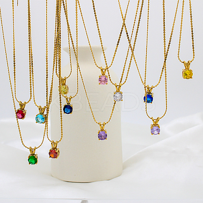 Real 18K Gold Plated 201 Stainless Steel Pendant Necklaces CP2918-1-1