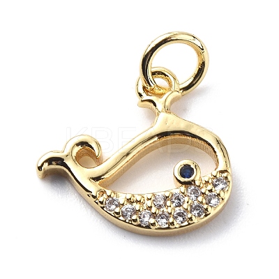 Brass Micro Pave Cubic Zirconia Charms ZIRC-F131-13G-1