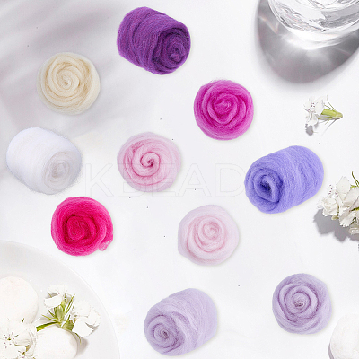 50G 10 Colors Needle Felting Wool Roving DIY-CP0013-77B-1