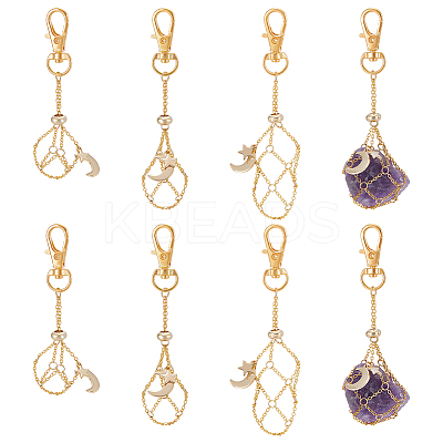 6Pcs 3 Styles Moon & Star Alloy Swivel Lobster Claw Clasps & Brass Cable Chains AJEW-UN00040-1