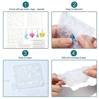 DIY Mixed Shapes Charm Pendant Silicone Molds for DIY Earring Making DIY-YW0009-42-1