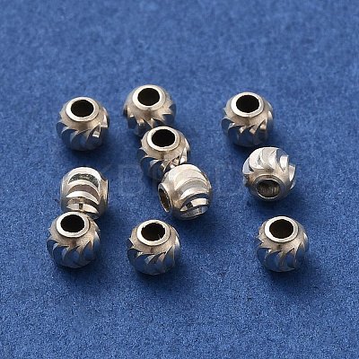 925 Sterling Silver Corrugated Round Spacer Beads STER-K178-02D-S-1