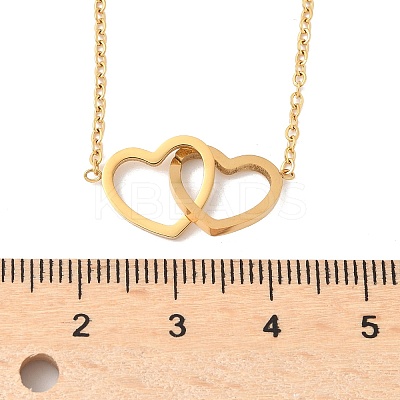 201 Stainless Steel Interlocking Heart Pendant Necklaces for Women NJEW-D307-01G-1