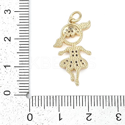 Rack Plating Brass Micro Pave Cubic Zirconia Pendant KK-H509-28G-1