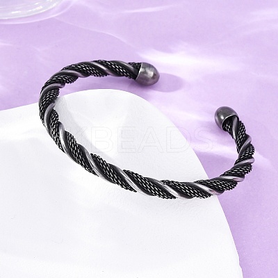 316 Surgical Stainless Steel Twisted Rope Shape Cuff Bangles BJEW-P319-04B-1