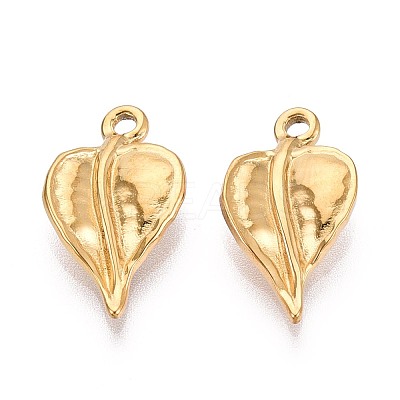 304 Stainless Steel Leaf Pendants STAS-T067-50G-1
