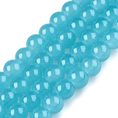 Baking Paint Imitation Jade Glass Round Bead Strands DGLA-Q021-6mm-07-1