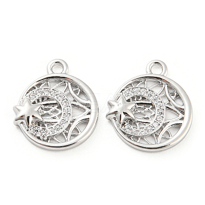 Brass Micro Pave Cubic Zirconia Charms KK-E090-37P-1