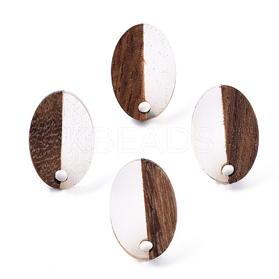 Resin & Walnut Wood Stud Earring Findings MAK-N032-004A-1