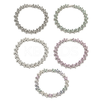 Rack Plating Brass Pave Cubic Zirconia Butterfly Link Bracelets for Women BJEW-B110-05P-1