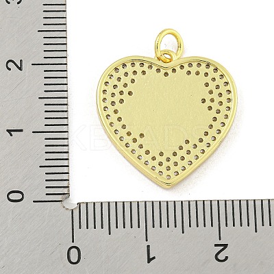 Rack Plating Heart with Flower Brass Micro Pave Clear Cubic Zirconia KK-Z053-23G-01-1