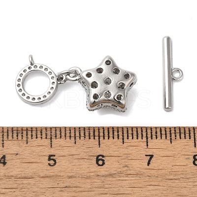 Brass Micro Pave Clear Cubic Zirconia Toggle Clasps KK-N254-81P-1