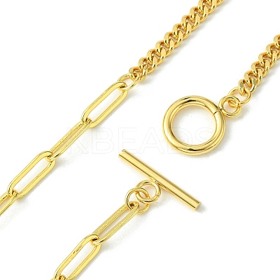 Brass Curb & Paperclip Chain Necklaces with Toggle Clasps NJEW-JN04609-1