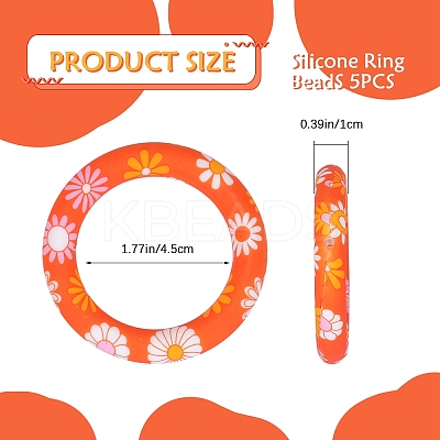 5Pcs Ring Food Grade Eco-Friendly Silicone Beads JX893K-1