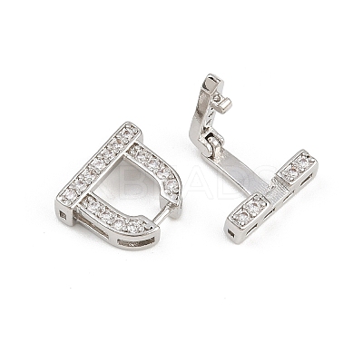 Brass Micro Pave Clear Cubic Zirconia Fold Over Clasps KK-C075-40P-1