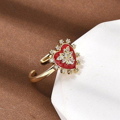 Brass Micro Pave Cubic Zirconia Cuff Open Rings for Women RJEW-B160-09G-1