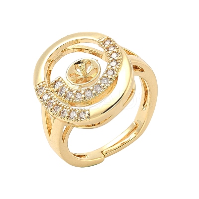 Brass Micro Pave Cubic Zirconia Adjustable Cup Peg Ring Settings KK-B166-03G-1