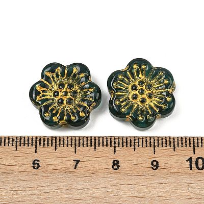 Baking Paint and Golden Metal Enlaced Glass Beads DGLA-T004-09E-1