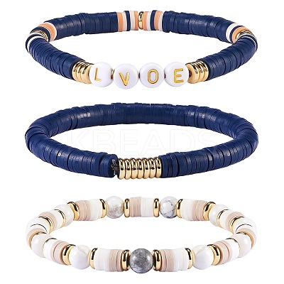 Love Beads Stacking Stretch Bracelets Set for Women BJEW-SZ0001-93-1