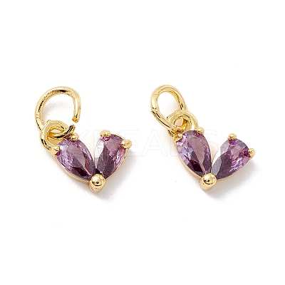 Rack Plating Brass Cubic Zirconia Charms KK-I684-04G-02-RS-1