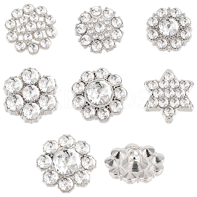 42Pcs 7 Styles 1-Hole Alloy Rhinestone Shank Button ALRI-GA0001-10-1