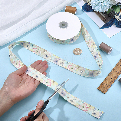 1Roll Single Face Printed Polyester Satin Ribbon SRIB-CY0001-47D-1