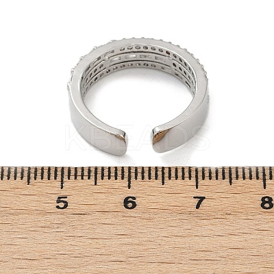 Brass Micro Pave Cubic Zirconia Cuff Rings for Women RJEW-F182-04P-1