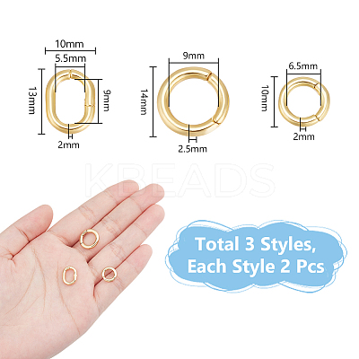 6Pcs 3 Styles Brass Twister Clasps KK-UN0002-52-1